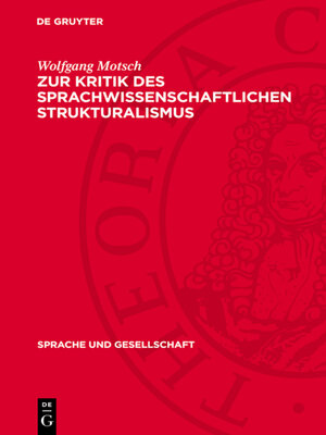 cover image of Zur Kritik des sprachwissenschaftlichen Strukturalismus